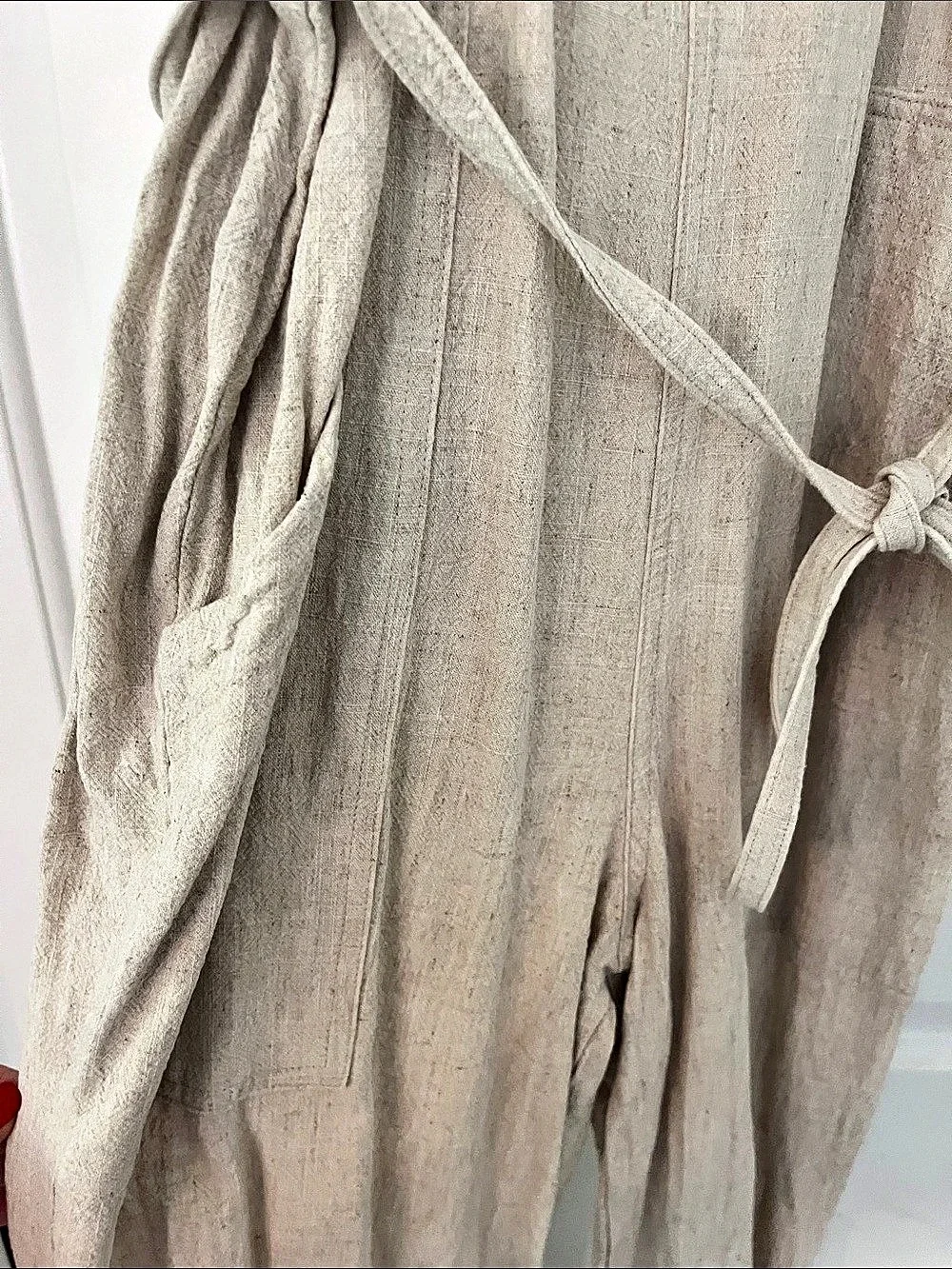 Universal Thread Linen-Blend Wide Leg Jumpsuit Beige